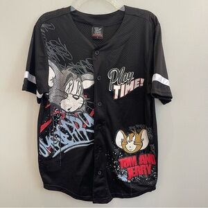 Tom And Jerry Baseball/Softball Style Jersey Men’s Small Black Graphic Jersey
